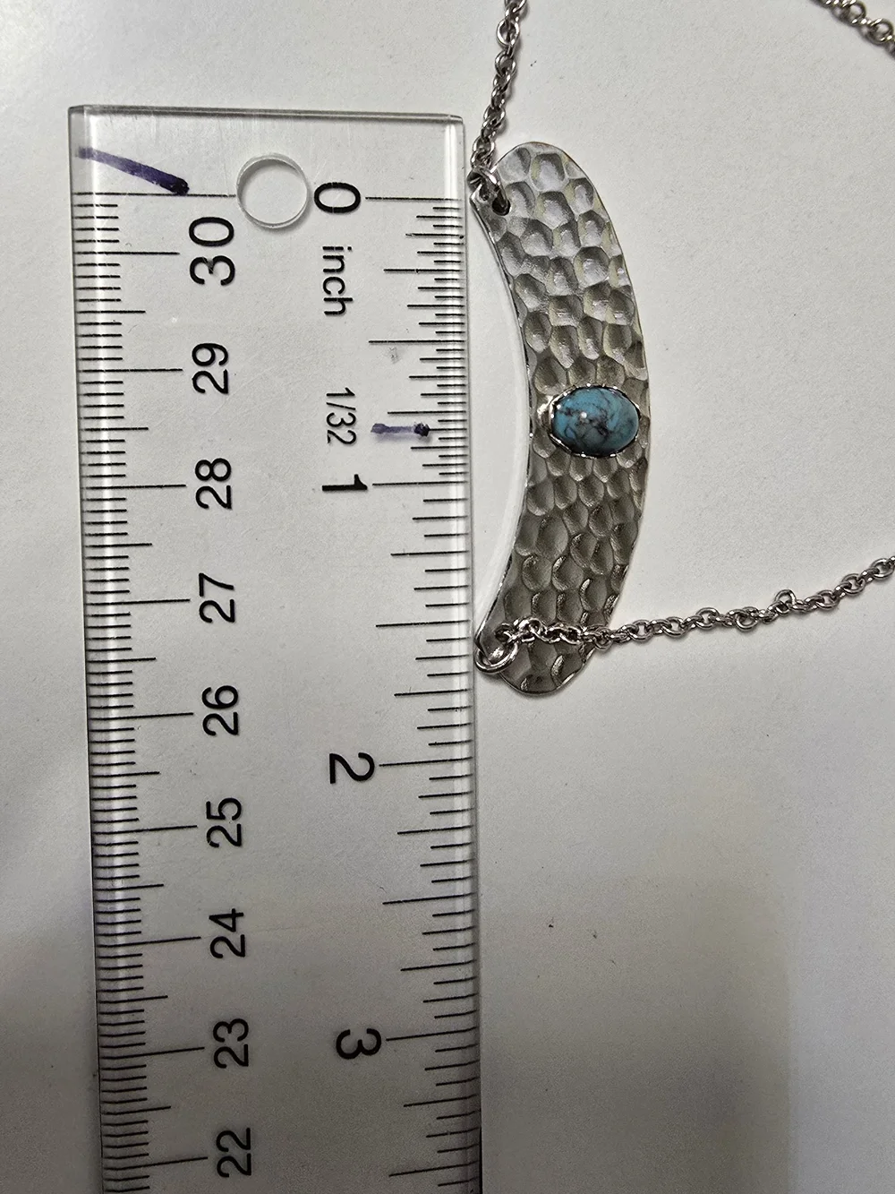 Vintage Coventry Silver Bar Necklace with Turquoise Accent